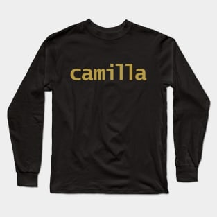 Camilla Minimal Typography Gold Text Long Sleeve T-Shirt